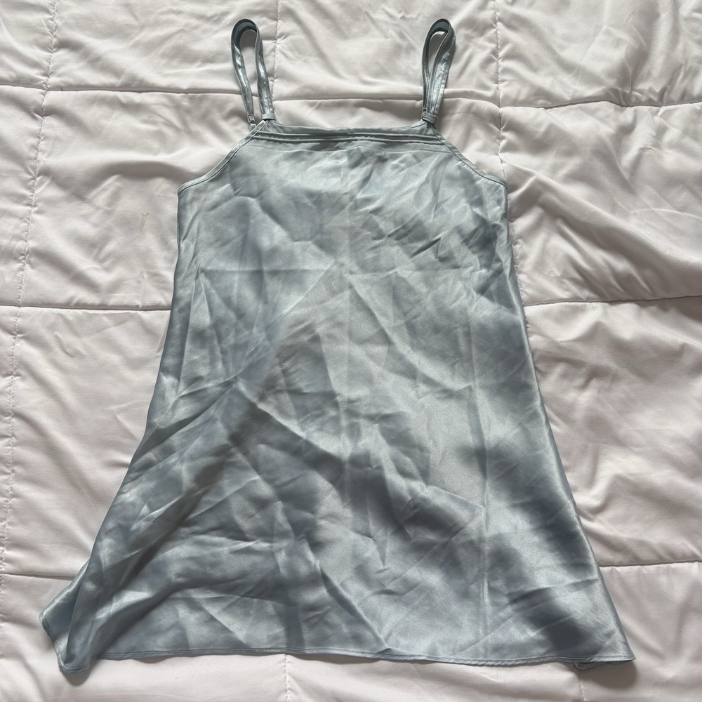 Vintage 90s Chemise Slip Womens Medium Blue Coquette Feminine Dainty Princess